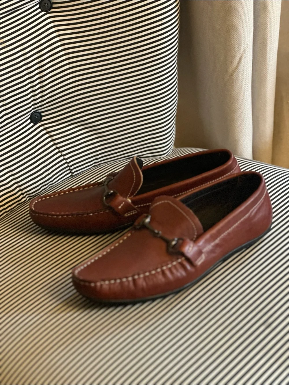 Bacco Bucci Men's Brown Leather Horsebit Loafers